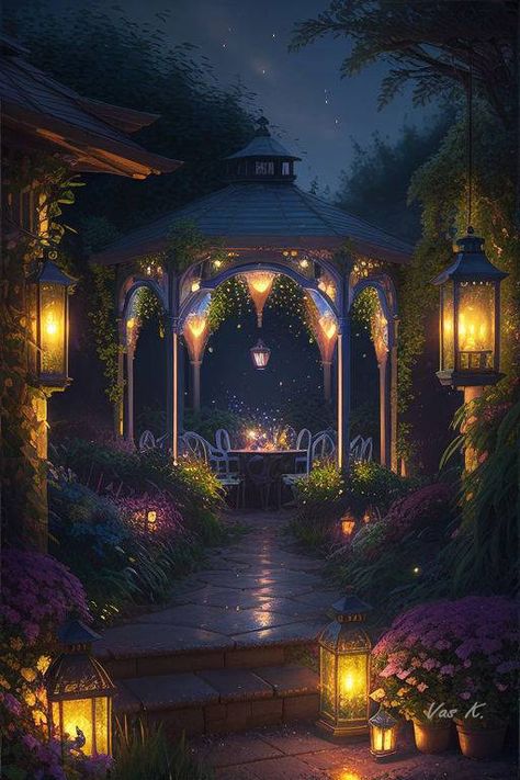 Castle Garden Aesthetic Night, Royal Balcony Aesthetic Night, Magical Garden Fantasy Night, Night Kingdom Fantasy Art, Night Wedding Background, Gazebo Aesthetic Night, Pavillion Aesthetic, Royal Garden Aesthetic Night, Midnight Garden Aesthetic