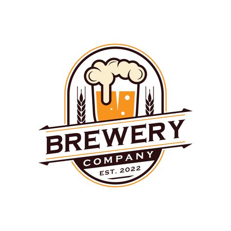 Beer Logo Design Ideas, Vintage Brewery, Brewery Logo Design, Bar Logo Design, Beer Logo Design, Beer Logos, Pub Logo, Brewery Logos, Brewery Logo