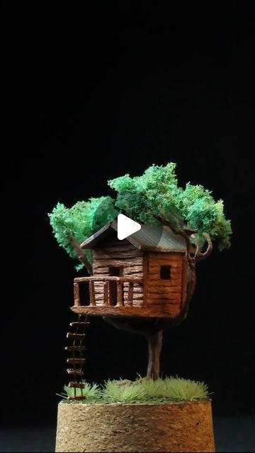 Treehouse Diorama, Treehouse Craft, Miniature Treehouse, Mini Tree House, Mini Tree, Miniature Crafts, Mini Things, March 1, Crafts Ideas