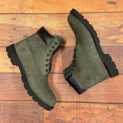 Green Boots Outfit Men, Men’s Winter Boots, Gene Aesthetic, Green Shoes Men, Green Boots Men, Green Timberland Boots, Winter Shoes Men, Casual Boots For Men, Men Shoes Style