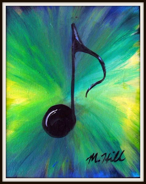 Music Art Diy, Acrylic Painting Ideas For Beginners, Easy Acrylic Painting Ideas, Music Notes Art, Music Canvas, Easy Acrylic Painting, Painting Ideas For Beginners, Music Drawings, Green Paintings