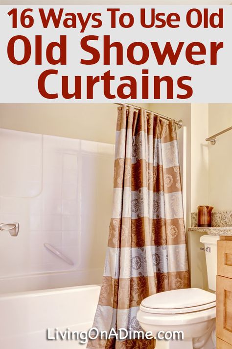 Ways To Recycle Plastic Shower Curtains Reuse Shower Curtain, Old Shower Curtains Reuse, Repurpose Shower Curtain, Shower Curtain Hooks Repurpose, Shower Curtain Insteadvif Shower Doo, Wash Shower Curtain Liner, Shower Curtains Ideas, Living On A Dime, Recycling Plastic