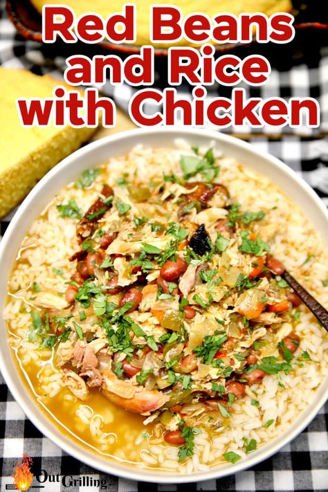 Red Beans and Rice with Chicken is a hearty meal that is bursting with delicious flavors. Make this a quick dinner by using smoked chicken and canned beans. Rice With Chicken, Red Beans And Rice, Beans And Rice, Hearty Meal, Canned Beans, Chicken Meal Prep, Smoked Chicken, Barbecue Recipes, Red Beans