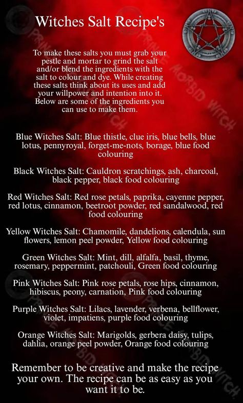 Witch Salt Uses, How To Make Red Salt Witchcraft, Witch Salt Recipes, Red Salt Witchcraft, Red Salt Recipe Witchcraft, Witchcraft Salt, Witch Salt, Witches Salt, Red Salt