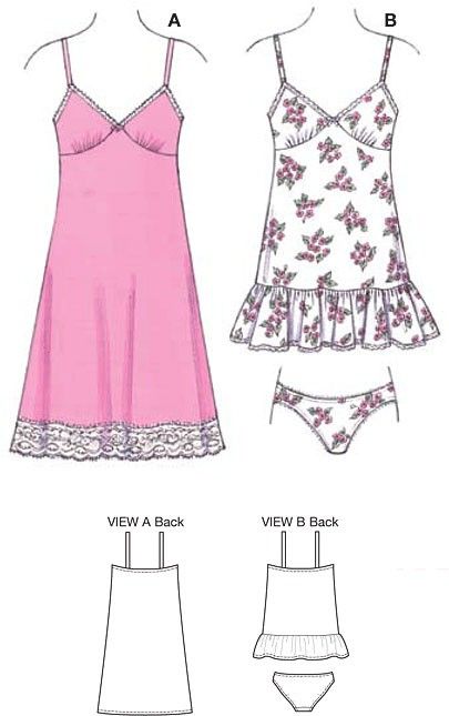 Misses Slips and Panties Kwik Sew Sewing Pattern No. 3554 | Sew Essential Nightgown Pattern, Kwik Sew Patterns, Lingerie Patterns, Sewing Lingerie, Kwik Sew, Sewing Design, Sewing Clothes, Stretch Lace, Upcycle Clothes