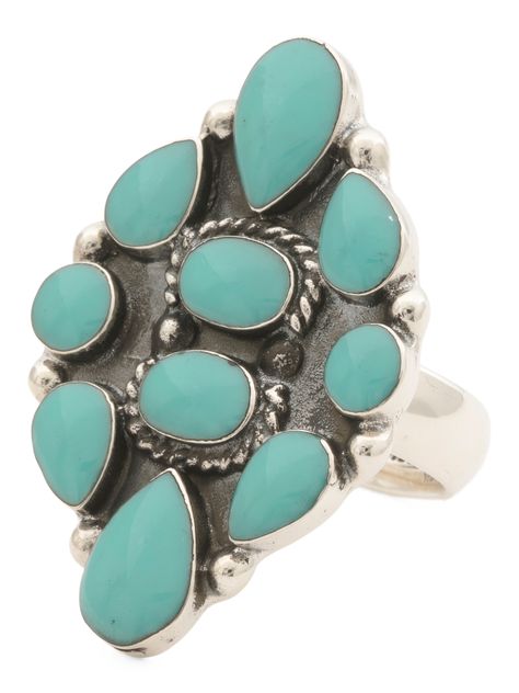 Resin Turquoise, Sterling Silver, Imported, Made In Mexico | Sterling Silver Turquoise Cocktail Ring Italy Jewelry, Grooming Bag, Mens Accessories Jewelry, Beauty Accessories, Bracelets And Charms, Silver Turquoise, Turquoise Sterling Silver, Womens Jewelry Rings, Cocktail Rings