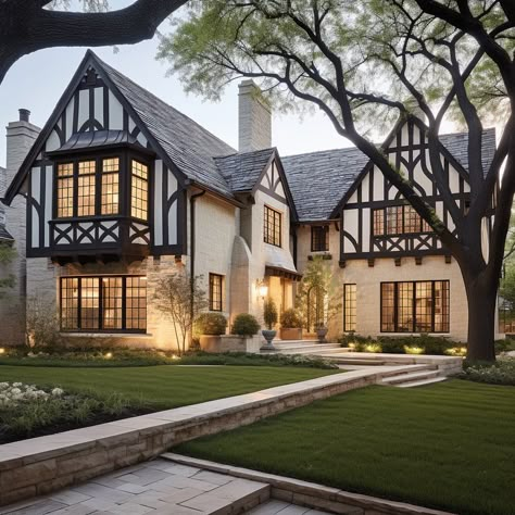 English Style Home Exterior, Tudor Revival House Exterior, Luxury Home Exterior, Gothic Victorian House, Casas Country, Luxury Homes Exterior, Home Exterior Design, German Houses, English Houses