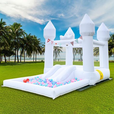 PRICES MAY VARY. ❤【SIZE】White inflatable castle trampoline:L:13FT .W:8FT .H:8FT .We use high-density elastic fabric with excellent load-bearing effect to ensure the load-bearing and tensile performance of the product. It can accommodate 3-5 children to bounce and play at the same time. ❤【TOP GIFTS for Kids】bubble house dome inflatable for kids Very suitable for children playing in the courtyard and queuing for filming.It is an important gift for girls, daughters, sons, lovers, and children in an Castle Wedding Decorations, Outdoor Birthday Party, White Bounce House, Bouncy Castles, Inflatable Castle, Top Gifts For Kids, House Slide, Bubble House, Outdoors Birthday Party