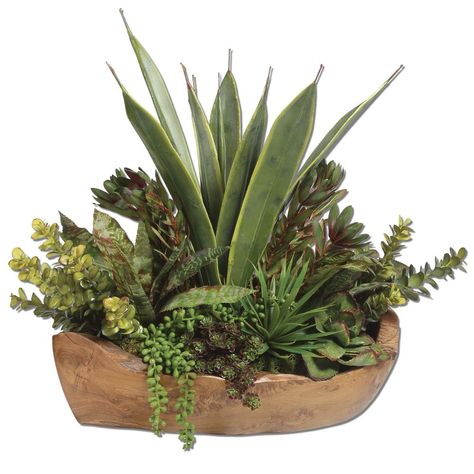 Succulent Bowls, Teak Bowl, Hand Carved Teak, Artificial Plants And Trees, String Of Pearls, Faux Succulents, Succulent Arrangements, Succulent Plants, Snake Plant