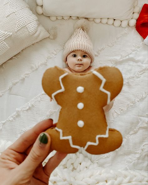 Baby’s First Christmas Photos Diy, Baby's First Christmas Photos, Cute Baby Christmas Photos, Gingerbread Newborn Photo, Christmas Infant Pictures, Gingerbread Baby Photo, First Xmas Baby Photo Shoot, 3 Month Baby Christmas Pictures, 1 Year Christmas Photoshoot