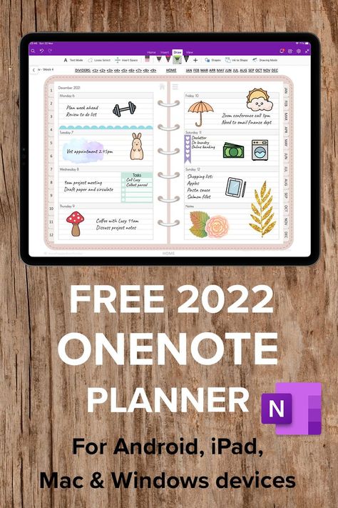 Download this FREE 2022 OneNote digital planner compatible with Android, iPad, Windows and Mac. Includes weekly and monthly planner OneNote templates for digital planning in OneNote app ✨ #onenote #onenoteplanner #digitalplanner #androidplanner #digitalplanning #2022digitalplanner #freedigitalplanner #ipadplanner Online Bullet Journal, Onenote Digital Planner, Onenote Planner, Ipad Teacher, Note Tips, Onenote Template, Journal App, Digital Bullet Journal, Planner Apps