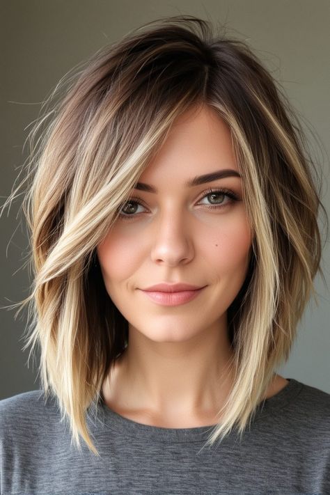 45 Layered Lob Haircuts  - Stylish Hair Ideas Lob Haircut 2024, Lob Haircut With Side Bangs, Old Woman Hairstyles, Lob Haircut Layered, Angled Lob, Layered Lob, Lob Haircuts, Haircut Images, Haircuts For Medium Length Hair