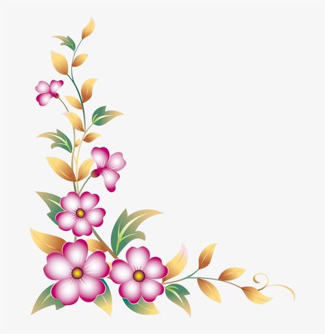 Side Border Design, Flower Drawing Tumblr, Corner Clipart, Corner Png, Side Border, Side Borders, Clip Art Library, Flower Drawing Design, Flower Border