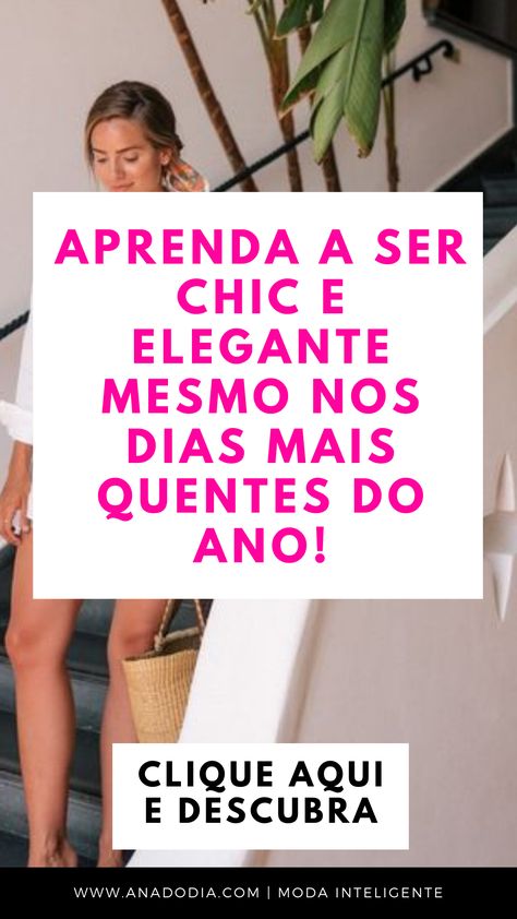 No verão é difícil manter a postura chic, afinal, a gente só quer usar a peça mais fresquinha que tiver no armário! Então nesse post reuni várias dicas para que você possa se vestir com elegância e ainda sobreviver ao calor do Brasil! COMO SER POBRE COM ESTILO, cara de rica, look de rica, como ser mais elegante, como parecer mais sofisticada, dicas de estilo, dicas de moda, como parecer chic sem gastar, gastando pouco, renovar guarda roupas sem gastar, roupa chic, como parecer rica, Casual Chique, Looks Chic, Dress Code, Dress Codes, Casual Chic, Closet