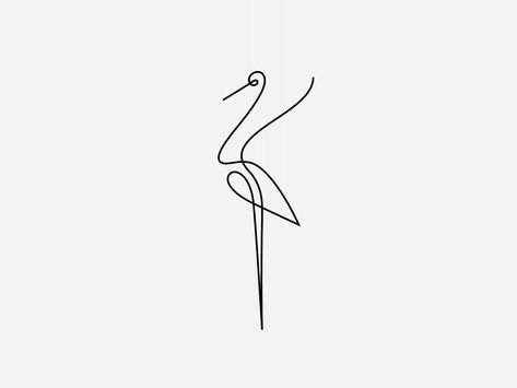 crane by davit chanadiri Matching Crane Tattoo, Sandhill Crane Tattoo Simple, Stork Tattoo Minimalist, Crane Tatoos, Stork Tattoo Design, Crane Line Art, Crane Bird Tattoo, Sandhill Crane Tattoo, Crane Tattoo Design