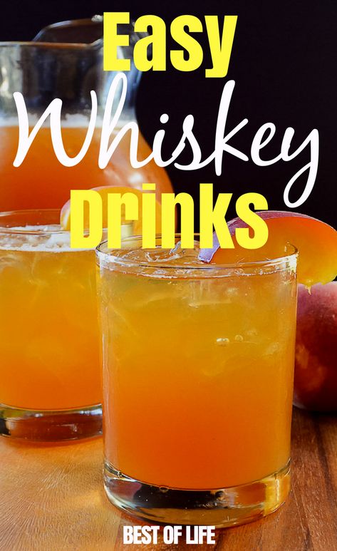 Learn how to enjoy whiskey more with some easy whiskey drinks that just about anyone can make and you may end up with a new favorite happy hour drink. Whiskey | Whiskey Drinks | Whiskey Cocktails #cocktails #cocktailrecipes #happyhour Alcoholic Drinks With Whiskey, Drinks Made With Jack Daniels Whiskey, Drinks To Make With Jack Daniels, Sweet Drinks With Whiskey, Whiskey Sprite Drinks, Old Fashion Whiskey Drink, Signature Whiskey Cocktails, Drinks With Cinnamon Whiskey, Mix Drinks With Whiskey