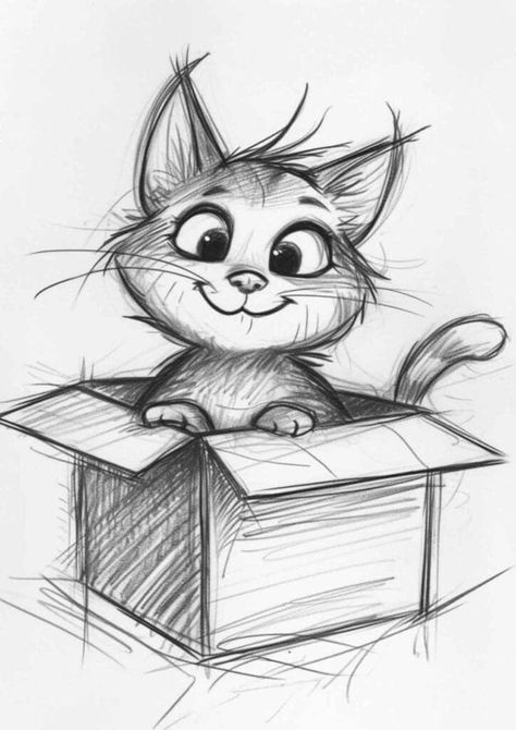 Cartoon Cat Drawing Sketch, Cartoon Cat Drawing, Easy Animal Drawings, Cat Tattoo Designs, Cat Sketch, Drawing Templates, Doodle Art Designs, Pencil Art Drawings, Sketchbook Inspiration