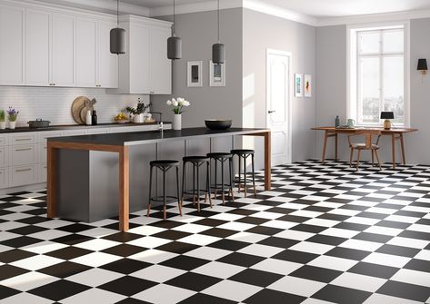 Grey kitchen floor tiles