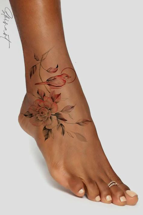 Anklet Flower Tattoos For Women, Beautiful Ankle Tattoos, Foot Wrap Tattoo, Woman’s Ankle Tattoo, Cute Ankle Tattoos For Women Wrap Around, Feminine Ankle Tattoos For Women, Floral Anklet Tattoos For Women, Feminine Foot Tattoos, Flower Anklet Tattoos