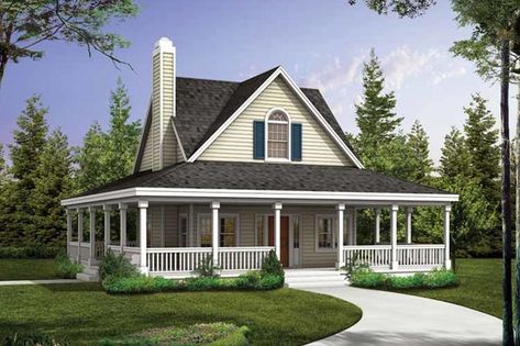 Mediterranean Style House Plan - 4 Beds 2.5 Baths 2539 Sq/Ft Plan #72-485 - Houseplans.com Victorian House Plan, Southern Style House Plans, Casas Coloniales, Country Style House Plans, Style Cottage, Design Blogs, Country House Plan, Wrap Around Porch, Modern Farmhouse Plans