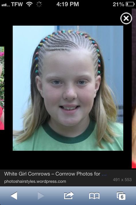 More pictures at www.hairbraidingnetwork.com/photo , Cornrows Cornrow Hairstyles White, Girl Cornrows, White Girl Cornrows, Girls Cornrow Hairstyles, White Girl Braids, Cornrows For Girls, Corn Row, Tan Skin Blonde Hair, Cornrows Styles