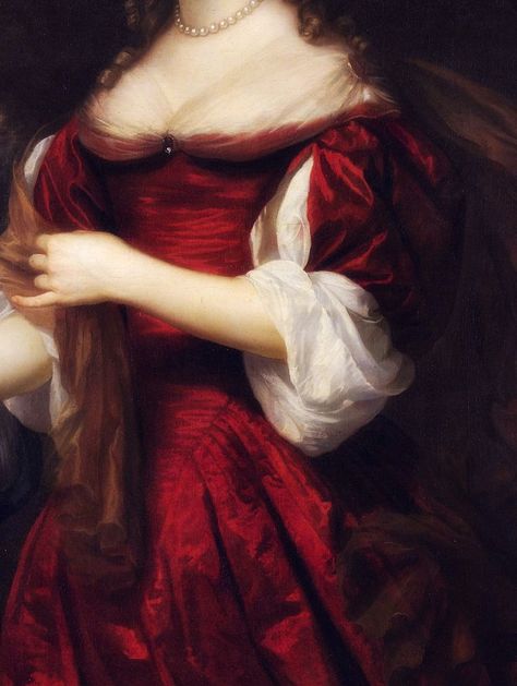 Red Rennaisance Aesthetic, Baroque Portrait Woman, Persephone Earrings, Anthony Van Dyck, Red Princess, Victorian Paintings, Rennaissance Art, Red Painting, Royal Aesthetic