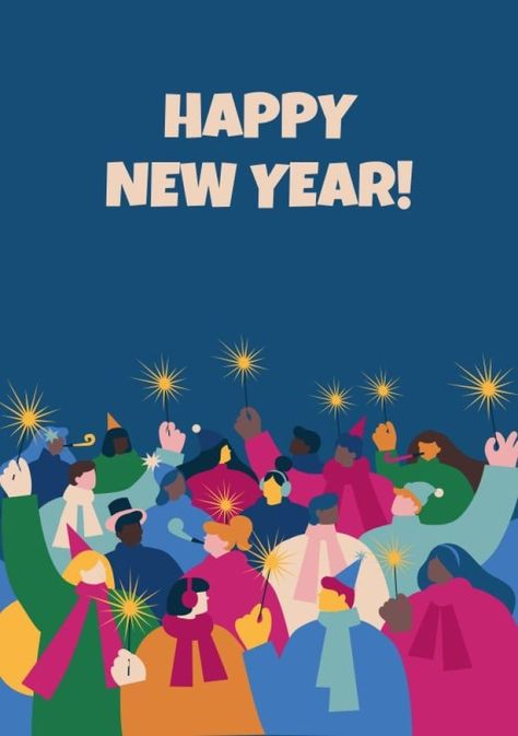 Free Colorful Happy New Year 2023 Card template to edit New Years Illustration Art, New Year Cards 2024, New Year Card 2024, Creative New Year Poster, Happy New Year Design Graphics Creative, Happy New Year Illustration Design, Happy New Year Creative Post, 2024 New Year Design, 2024 Happy New Year