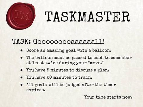 Taskmaster Tasks At Home, Taskmaster Party Ideas, Task Master Games At Home, Taskmaster Ideas, Taskmaster Games, Taskmaster Tasks, Taskmaster Party, Psychiatric Technician, Capturing Kids Hearts