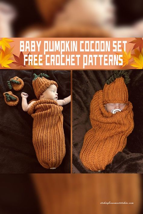 These free crochet patterns offer a wonderful way to create warm and adorable baby pumpkin cocoon sets and costumes. #freecrochetpatterns Crochet Cocoon Pattern Free, Crochet Cocoon Pattern, Crochet Baby Cocoon Pattern, Baby Cocoon Pattern, Crochet Cocoon, Baby Pumpkin, Crochet Baby Cocoon, Baby Cocoon, Crochet Pumpkin