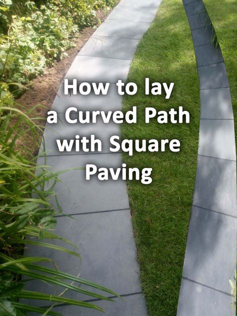 Curved paths are a great way to incorporate some organic movement into a garden design. However what if you want to lay a curved path with square paving? This dilemma is actually not as challenging as you may first think. Here I will explain how to build a curved path with square paving step by step. Curved Stepping Stone Path, Curved Path With Square Pavers, Curved Pathway Ideas, Curved Pathway, Curved Paved Walkway, Curved Walkway Landscaping, Curved Walkway With Square Pavers, Curved Pathways Ideas Walkways, Curved Pathway To Front Door