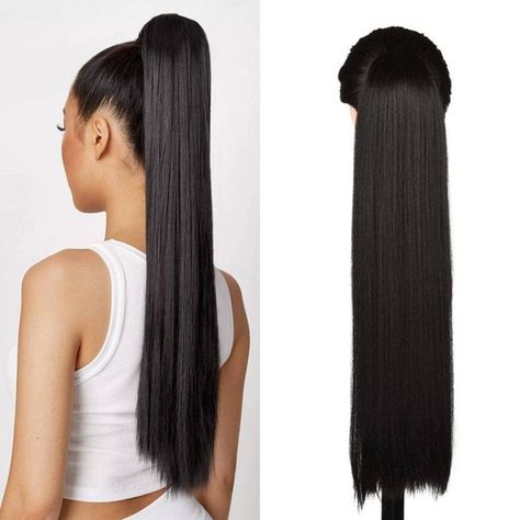 PRICES MAY VARY. EASY TO STYLE：Looking for the perfect hair for your new look? We've got you covered with this Finler Long Straight Ponytail hair. Made of 130g of thick, long straight hair, this ponytail will have you looking fabulous this season. Long Straight Ponytail Hair This is the perfect hair for those who always wanted to wear their hair in a long ponytail. This hair is very long that anyone can wear it. HAIR QUALITY: 24 Inch Straight Hair Ponytail Hair Extension,, 130g/Pack. Natural Bla Ponytail Straight, Braided Ponytails, Hair Aesthetics, Afro Ponytail, Pony Tail Hair, Long Ponytail, Easy Hairdos, Tail Hair, Straight Ponytail