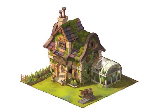 Fantasy House Concept, Casa Fantasy, Cropped Png, Bangunan Minecraft, Minecraft Medieval, Medieval Houses, Building Concept, Isometric Art, Fantasy House