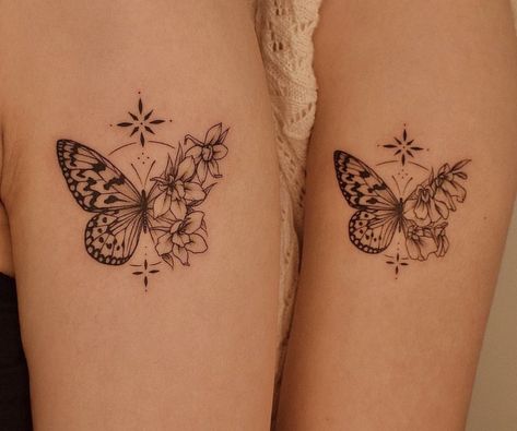 Couples Tattoos Meaningful, Butterfly Half Flower Tattoo, Half Butterfly Half Flower Tattoo, Half Flower Tattoo, Tattoo Borboleta, Half Butterfly, Unique Butterfly Tattoos, Cowgirl Tattoos, Half Flower