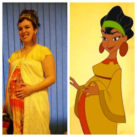 Great Disney costume for when you're pregnant - Chicha from The Emperor's New Groove Pregnant Hollywood Costume, Pregnant Disney Halloween Costumes, Pregnant Disney Costume, Pregnant Cosplay Ideas, Maternity Cosplay, Cute Pregnant Halloween Costumes, Pregnant Costume Ideas, Pregnant Cosplay, Pregnant Costumes