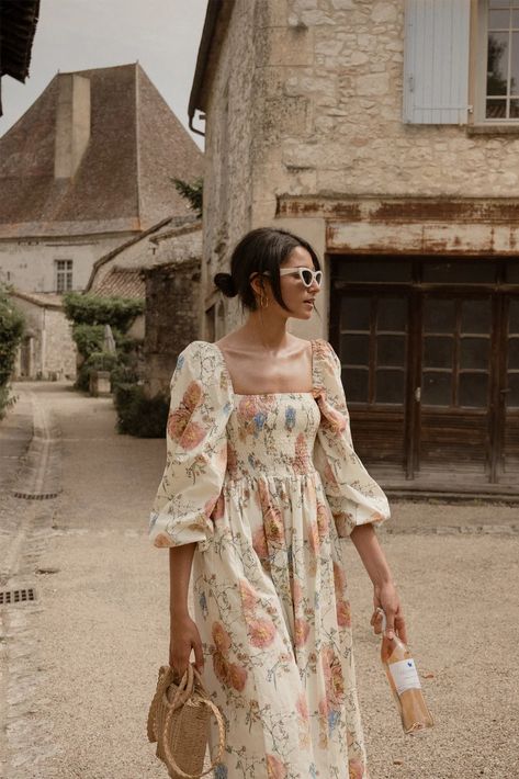 فستان زهري, Elegant Summer Dresses, 여름 스타일, Elegante Casual, Long Puff Sleeves, Everyday Dresses, Long Sleeve Midi Dress, Mode Vintage, Outfit Casual