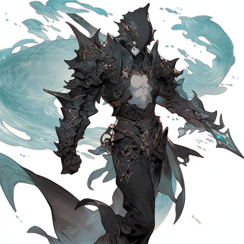 Aquatic Armor Design, Sea Armor Concept Art, Water Themed Character Design, Sea Armor, Fish Armor, Shark Armor, Shark Knight, Water Knight, Ocean Armor