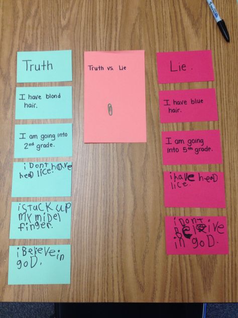 Elementary School Counseling: knowing the difference between a truth and a lie, sorting activity. Honesty Lesson, Guidance Counseling, Individual Counseling, Vocational School, Counseling Lessons, Guidance Lessons, Elementary Counseling, Social Skills Activities, Elementary School Counseling