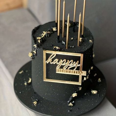 Faster shipping. Better service Black And Gold Cake, Kids Birthday Party Cake, Gateau Baby Shower, Happy Anniversary Cakes, Gold Birthday Party, Creative Birthday Cakes, Baby Shower Cake Topper, Acrylic Cake Topper, Happy Birthday Cake Topper