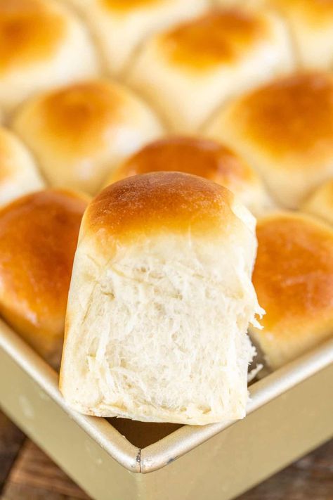 School Cafeteria Yeast Rolls - the rolls that came with my grammar school lunch were always the highlight of the meal. I found the recipe for those yummy rolls in a government cookbook & couldn't resist trying them. OMG! SO good! Super easy to make with only 6 ingredients - bread flour, salt, sugar, vegetable oil, water, and yeast. These are now our go-to homemade rolls for the holidays! Schoolhouse Rolls Recipe, Schoolhouse Hot Rolls, Old School Cafeteria Style Yeast Rolls, Cafeteria Rolls Recipe School Lunch, School Lunch Recipes Cafeterias Old, Lunch Lady Rolls, School Rolls Recipe, School Yeast Rolls Recipe, Old Fashioned Yeast Rolls Recipe