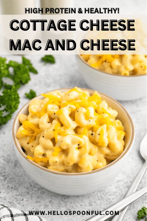 Cottage Cheese Mac and Cheese (High Protein) - Hello Spoonful Cottage Cheese Mac And Cheese, Recipe Cottage Cheese, Cottage Cheese Dinner, Cheese Mac And Cheese, Cottage Cheese Pasta, Cottage Cheese Recipes Healthy, Mac And Cheese Healthy, Mac And Cheese Sauce, Healthy Mac N Cheese