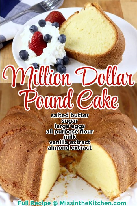 Million Dollar Pound Cake is a buttery and decadent dessert to serve for any occasion. It is perfectly delicious served plain or topped with whipped cream and fresh berries. Easy enough for any day of the week and a great dessert for celebrations, holidays and any special occasion. Million Dollar Pound Cake, Strawberry Cake Easy, Almond Pound Cakes, The Magical Slow Cooker, Spiced Pecans, Pound Cake Recipe, Pound Cake Recipes, Great Desserts, Easy Cake Recipes