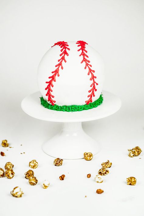 Baseball Shaped Cake, How To Make A Baseball Cake, Round Baseball Cake, Sports Ball Cake, Baseball Smash Cake, Fondant Smoother, Baseball Cake, Store Bought Frosting, Cake Pan Set