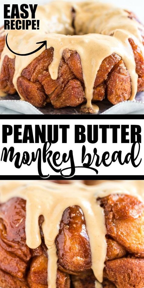 Peanut Butter Monkey Bread, Peanut Butter And Cream Cheese, Savory Bread Recipe, Peanut Butter Icing, Monkey Bread Recipe, Cinnamon Roll Bread, Best Peanut Butter, Homemade Peanut Butter, Butter Pie