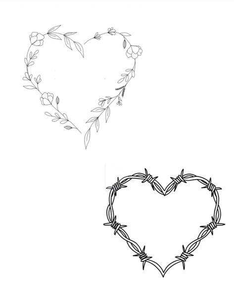 Barb Wire Flower Tattoo, Knee Tattoo Heart, Abstract Heart Tattoo, Barbed Wire Tattoos, Cosmetic Inspiration, Star Boy, Spine Tattoos For Women, Heart Outline, Knee Tattoo