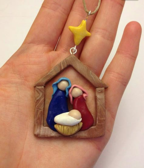 Christmas Chronicles, Clay Christmas Decorations, Tree Icon, Polymer Clay Ornaments, Nativity Ornaments, Christmas Clay, Polymer Clay Christmas, Nativity Crafts, Navidad Diy