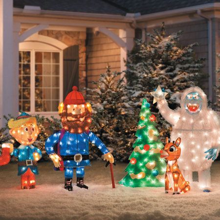 Recreate a classic TV scene from "Rudolph the Red-Nosed Reindeer" with our 3D Rudolph and Bumble Outdoor Christmas Decoration. Outdoor Christmas Decorations Lights, Christmas Lawn Decorations, Rudolph Reindeer, Rudolph Christmas, Christmas Tinsel, Christmas Centerpieces Diy, Christmas Yard Decorations, Unique Christmas Decorations, Yard Decorations