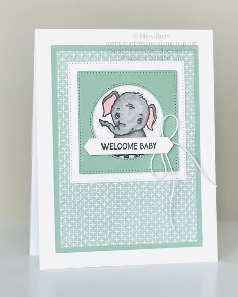 Elephant Parade Cards, Elephant Parade Stampin Up Cards, Baby Birthday Wishes, Stampin Up Baby Cards, Welcome Baby Cards, Baby Cards Handmade, Elephant Parade, Baby Elephants, Birth Cards