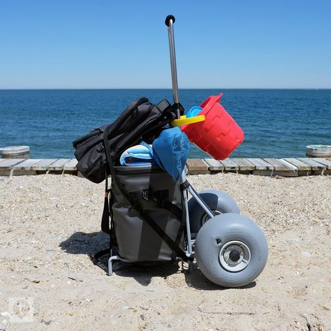 WheelEEZ Folding Beach Cart Review: Pricey But Durable Beach Fishing Cart, Fishing Cart, Beach Wagon, Sound Equipment, Beach Cart, Beach Items, Pool Service, Beach Diy, 50 Pounds