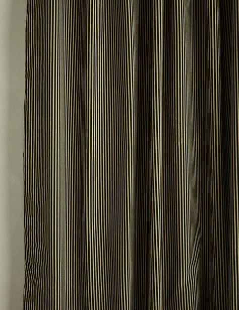 Striped Velvet Curtain Panel by Sarah Sherman Samuel Statement Window Treatments, Modern Contemporary Curtains Living Room, Shower Curtain Interior Design, Dark Moody Curtains, Moody Old World Living Room, Color Block Curtains Living Room, Decor For Dark Rooms, Moody Living Room Curtains, Plaid Curtains Bedroom