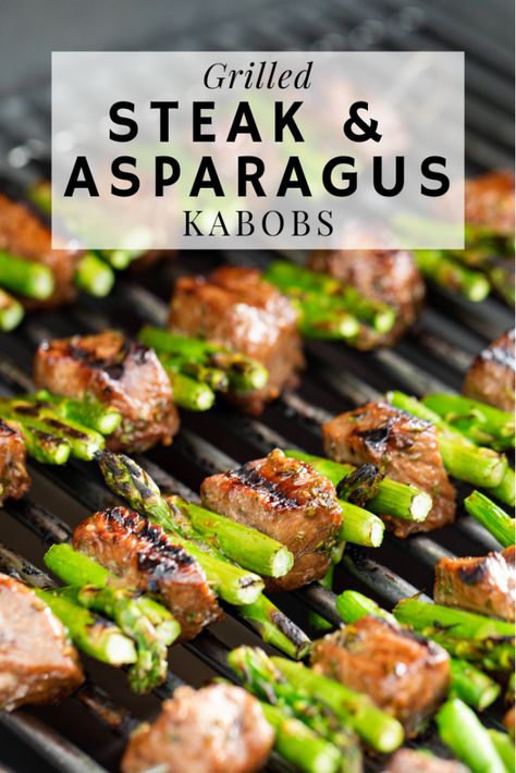 Healthy Grilled Food, High Protein Meals With Asparagus, Kabobs On The Smoker, Fish Kabobs On The Grill, Cookout Food Recipes, Bbq Screwers, Things To Grill For Dinner, Steak Kabobs On The Grill, Kabob Ideas